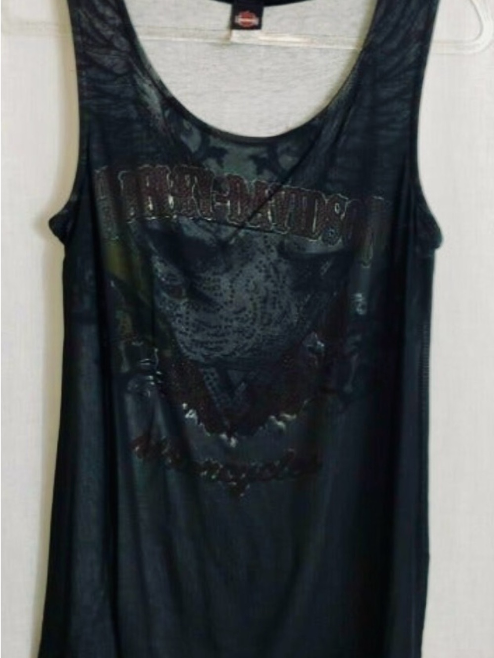 Harley-Davidson Black Sheer Embellished Graphic Tank